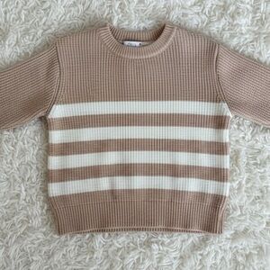 Zara Kids Tan and White Striped Sweater